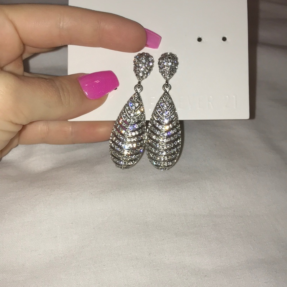 Silver Sparkly Dangle Earrings